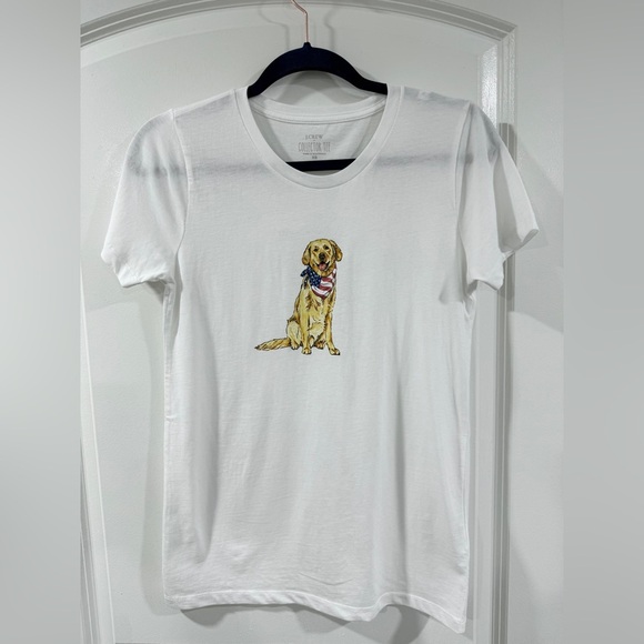 J.Crew Factory Patriotic Dog Graphic Tee White XS Cotton Collector’s Shirt NWT - Picture 3 of 5